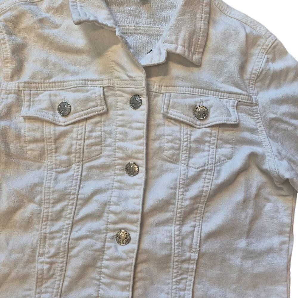 Buffalo White Denim Jean Jacket Women's Size Small Classic Stretch Trucker - Picture 6 of 12